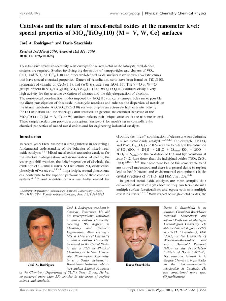 Nanostructured Mixed-Metal Oxides Catalysis | PDF | Catalysis ...