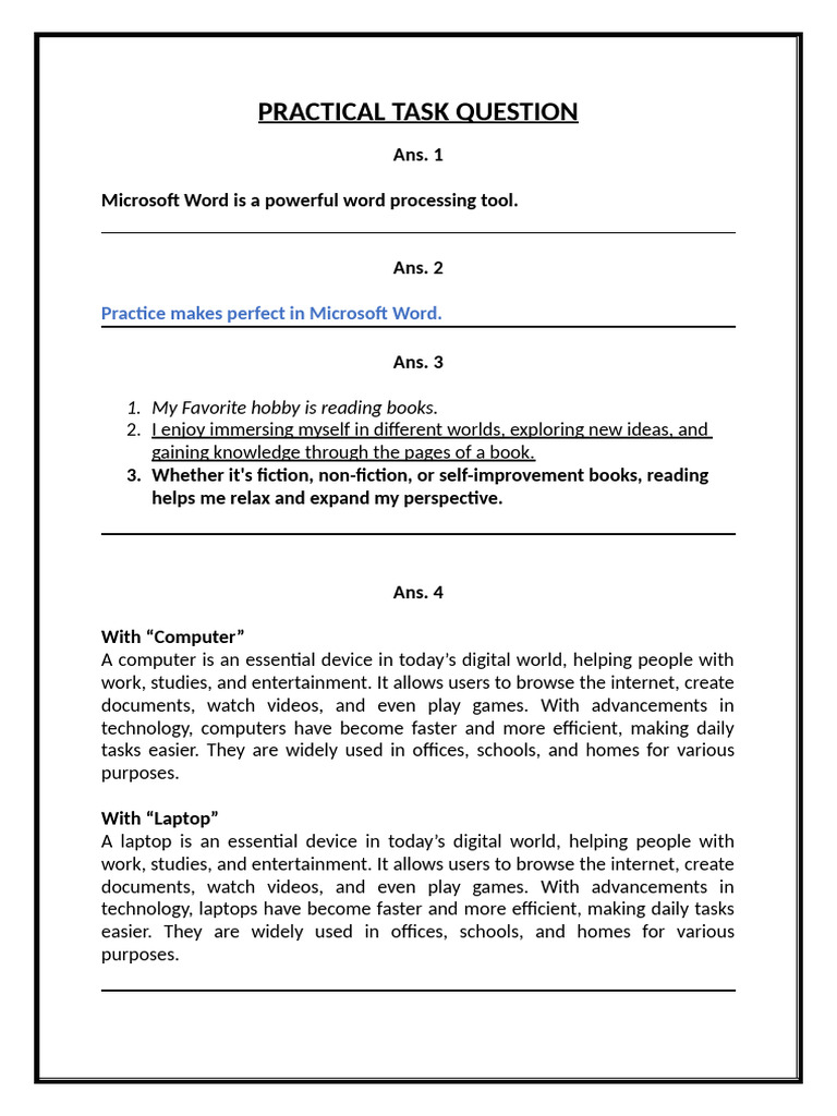 Microsoft Word Practical Task Overview | PDF | Software | Computing