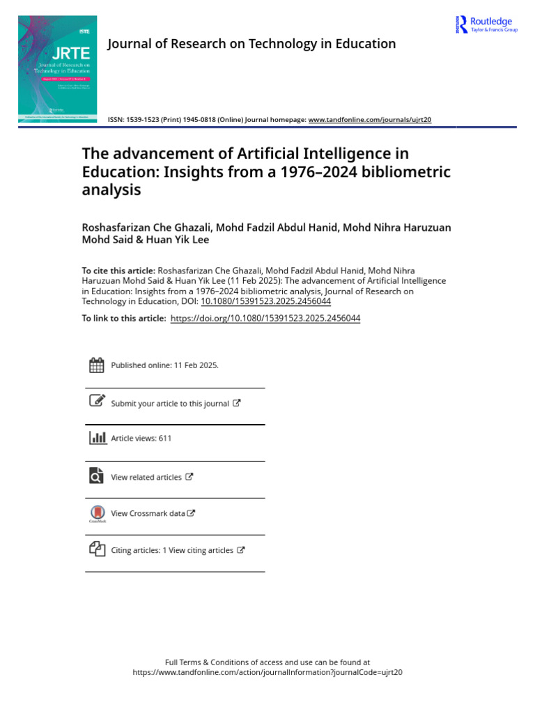 AI in Education: 1976-2024 Bibliometric Insights | PDF | Artificial ...