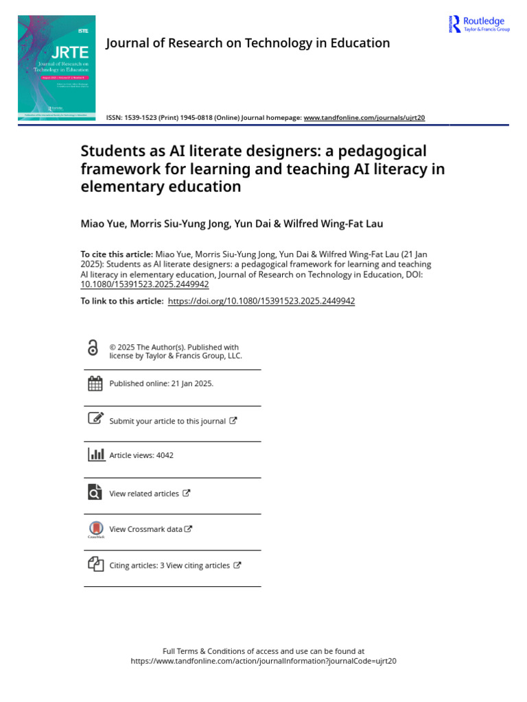 AI Literacy Framework for Elementary Education | PDF | Artificial ...