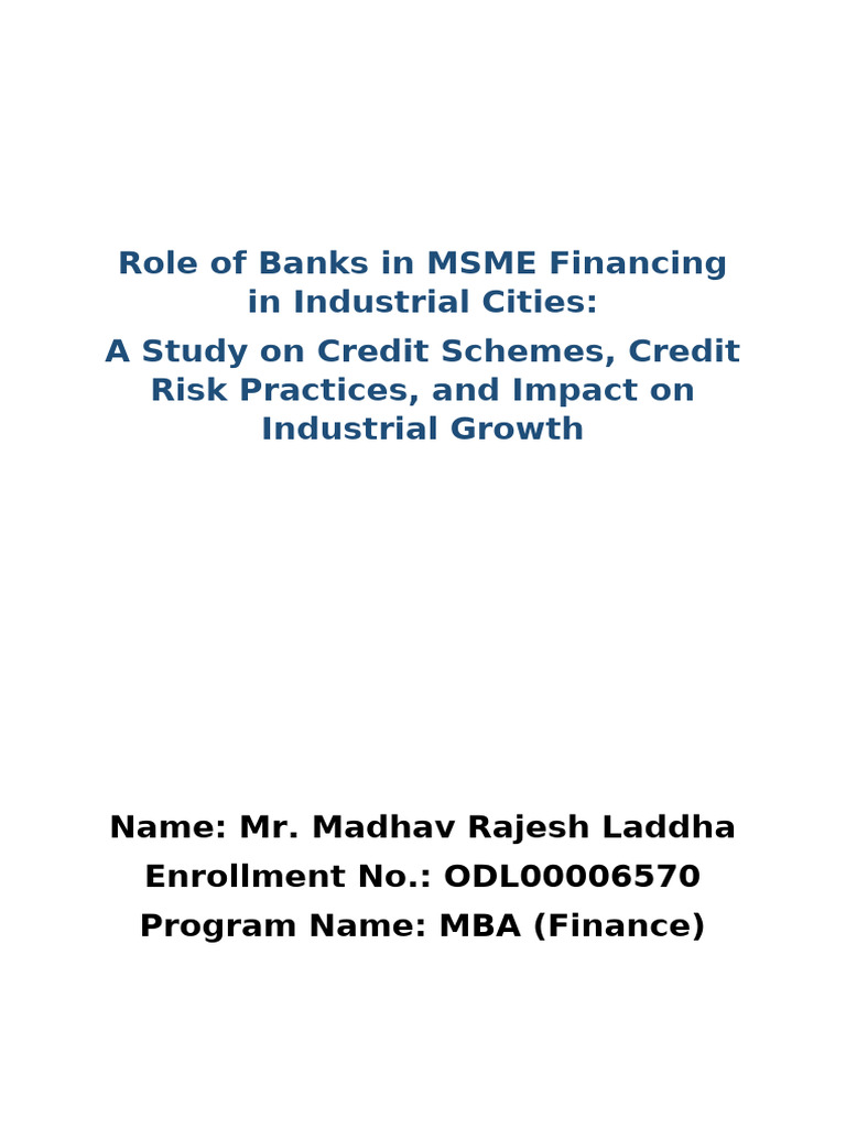 Banks and MSME Financing in India | PDF | Banks | Loans