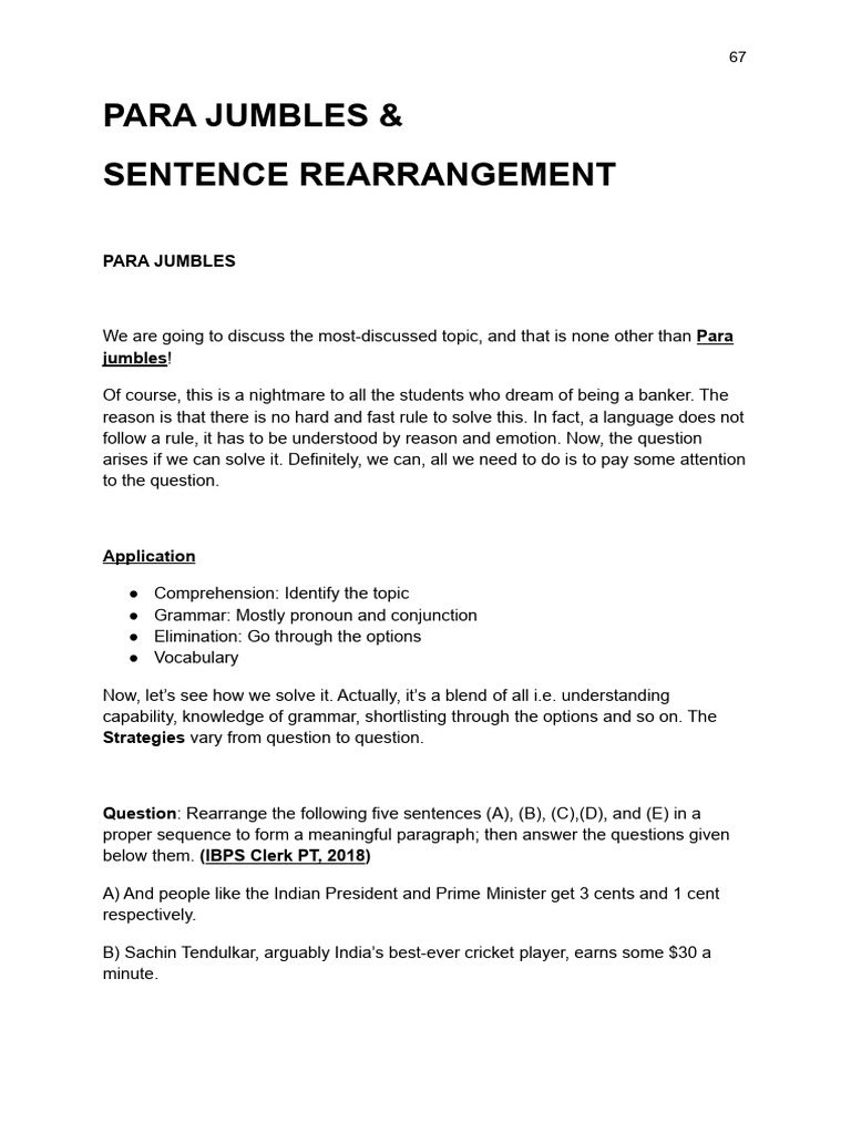 Para Jumbles and Sentence Rearrangement Guide | PDF | Greenhouse Gas ...