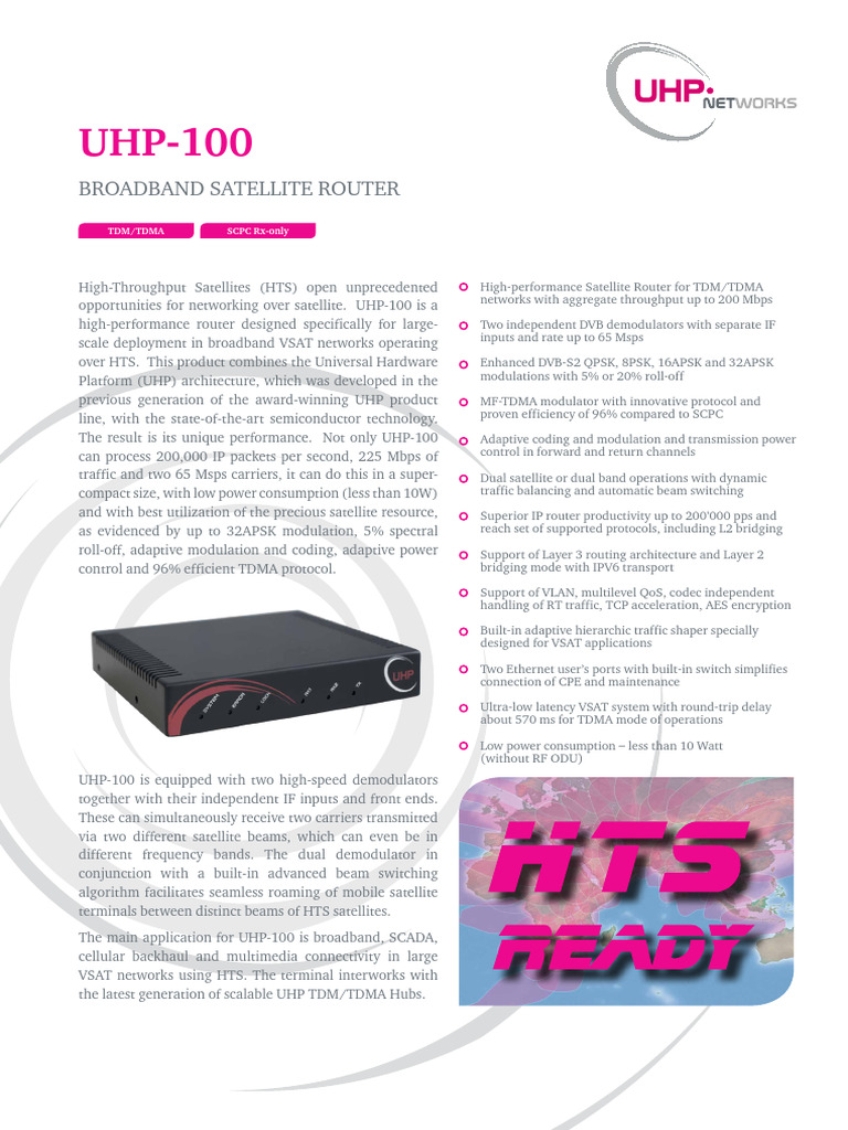 UHP-100 High-Performance Satellite Router | PDF | Computer Network ...
