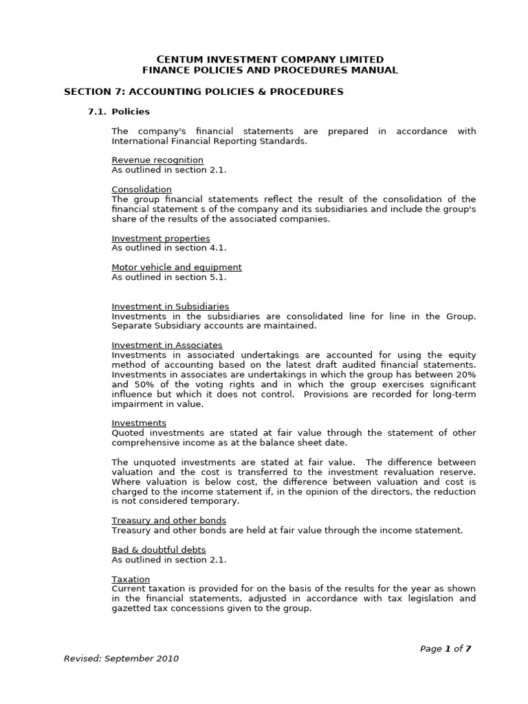 Centum Investment Accounting Policies | PDF | Accounts Payable ...