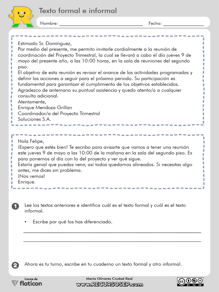 Diferencias Texto-Formal-E-Informal Actividad | PDF