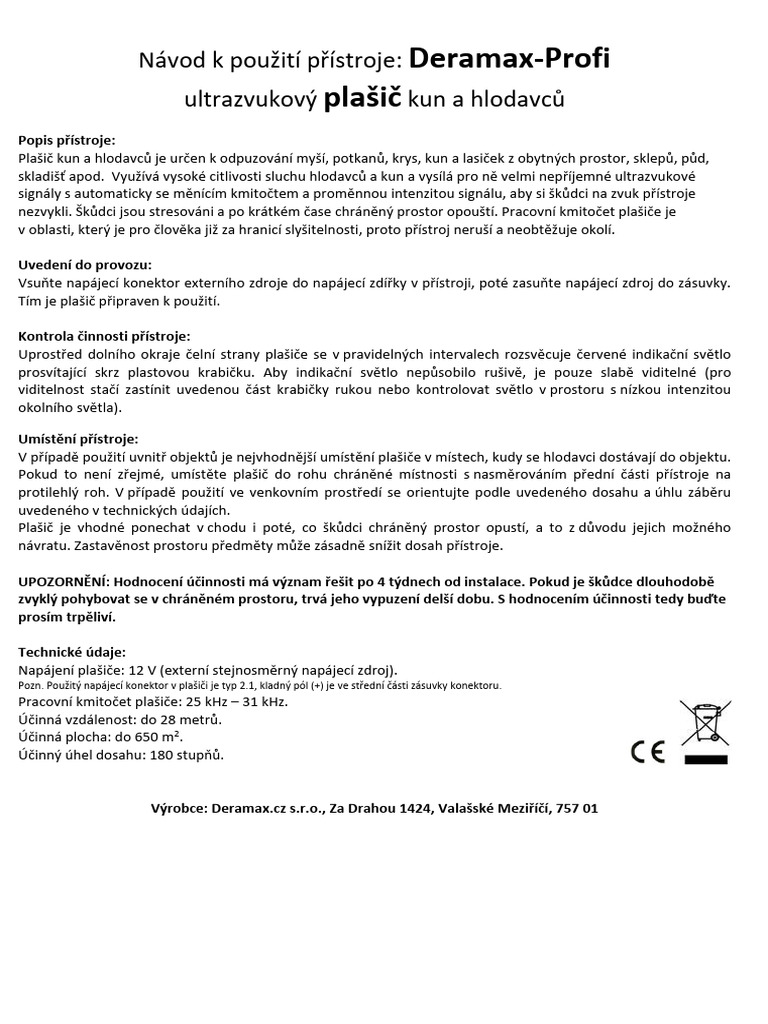 Deramax Profi-Návod CZ | PDF