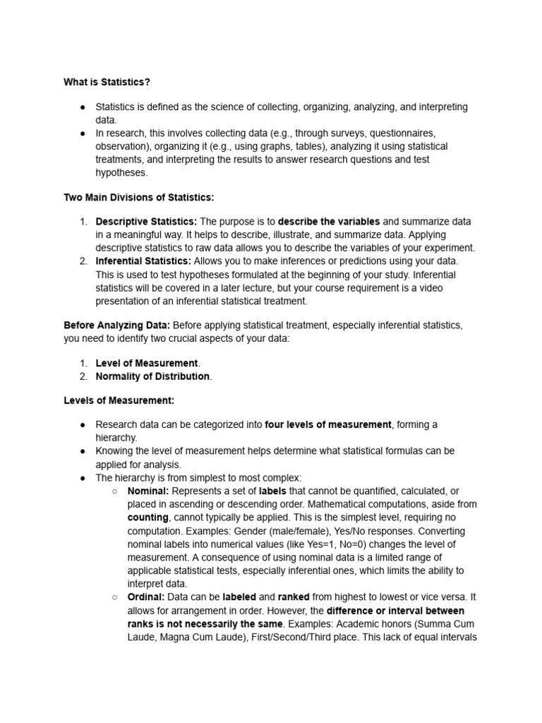 Understanding Statistics: Key Concepts | PDF | Statistics | Student's T ...