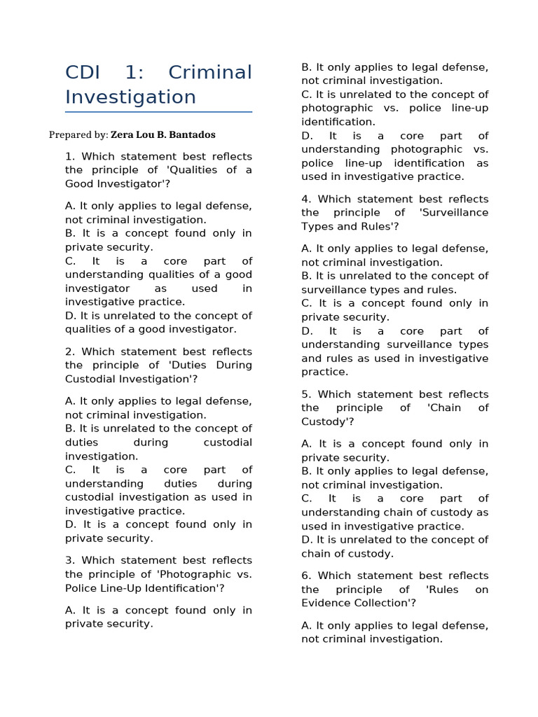 Principles of Criminal Investigation | PDF | Crime Scene | Witness