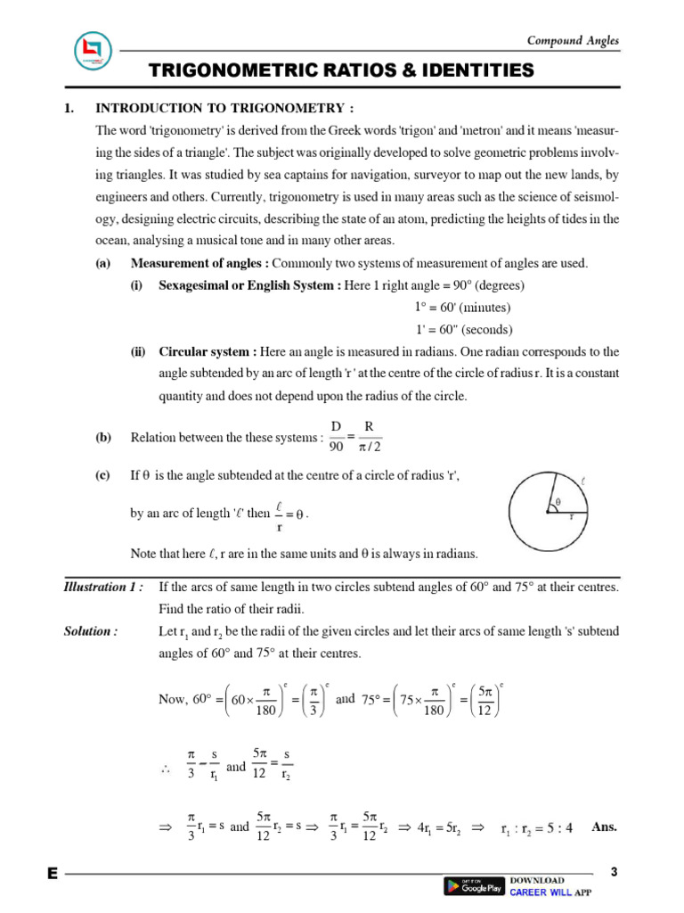 Trigonometric Ratios and Identities Guide | PDF | Trigonometry | Circle