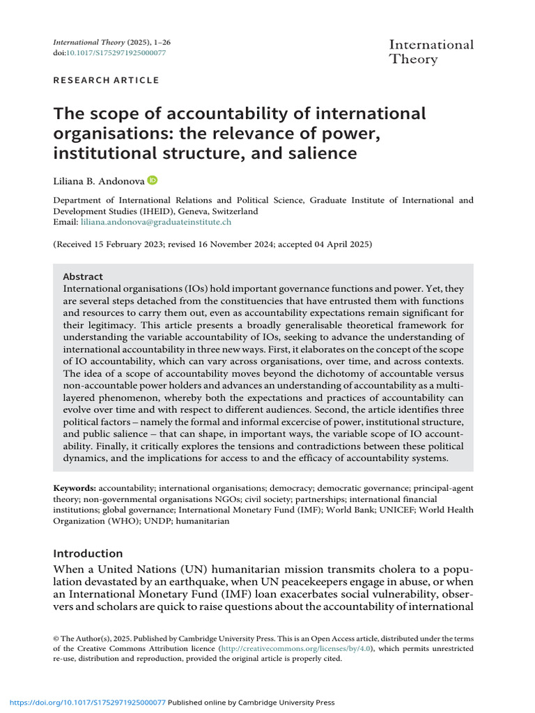 Accountability in International Organisations | PDF | Governance ...