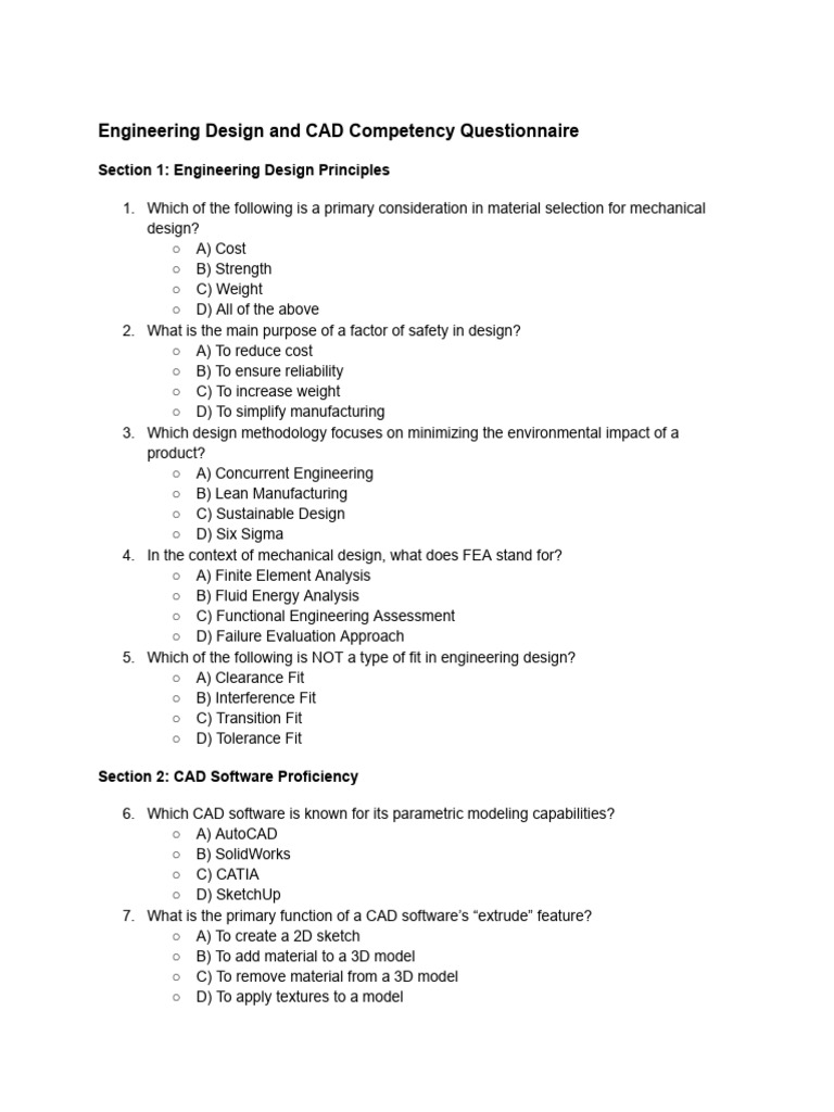CAD and Engineering Design Questionnaire | PDF | Gear | Heat