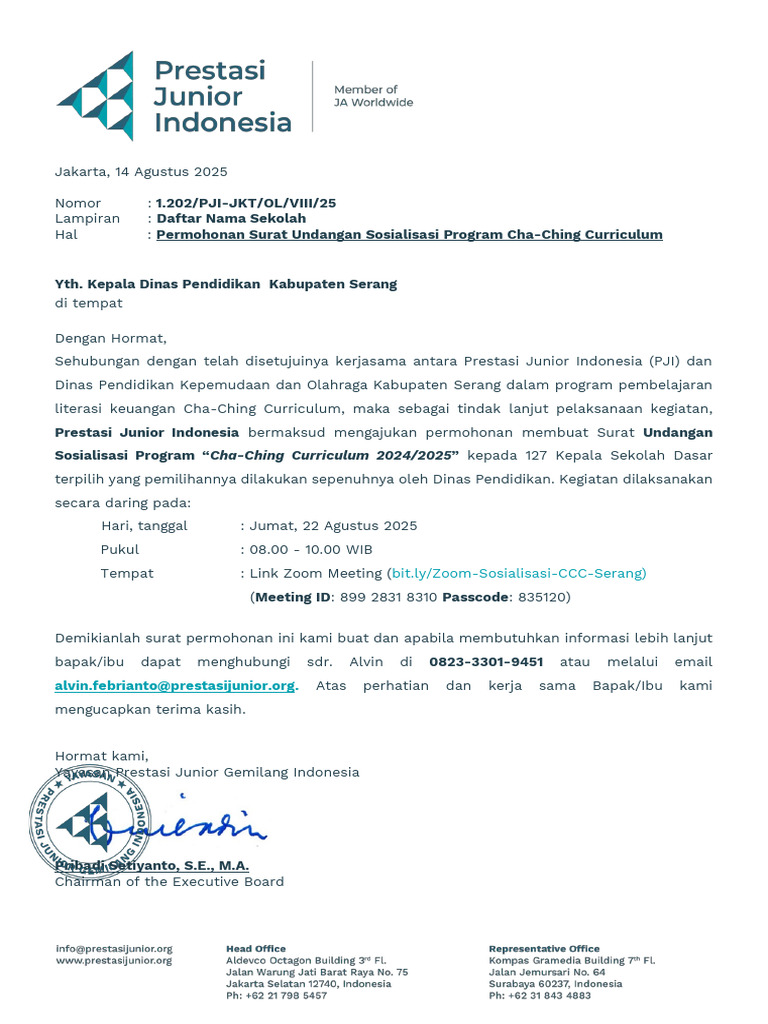 Sosialisasi Cha-Ching Curriculum 2025 | PDF