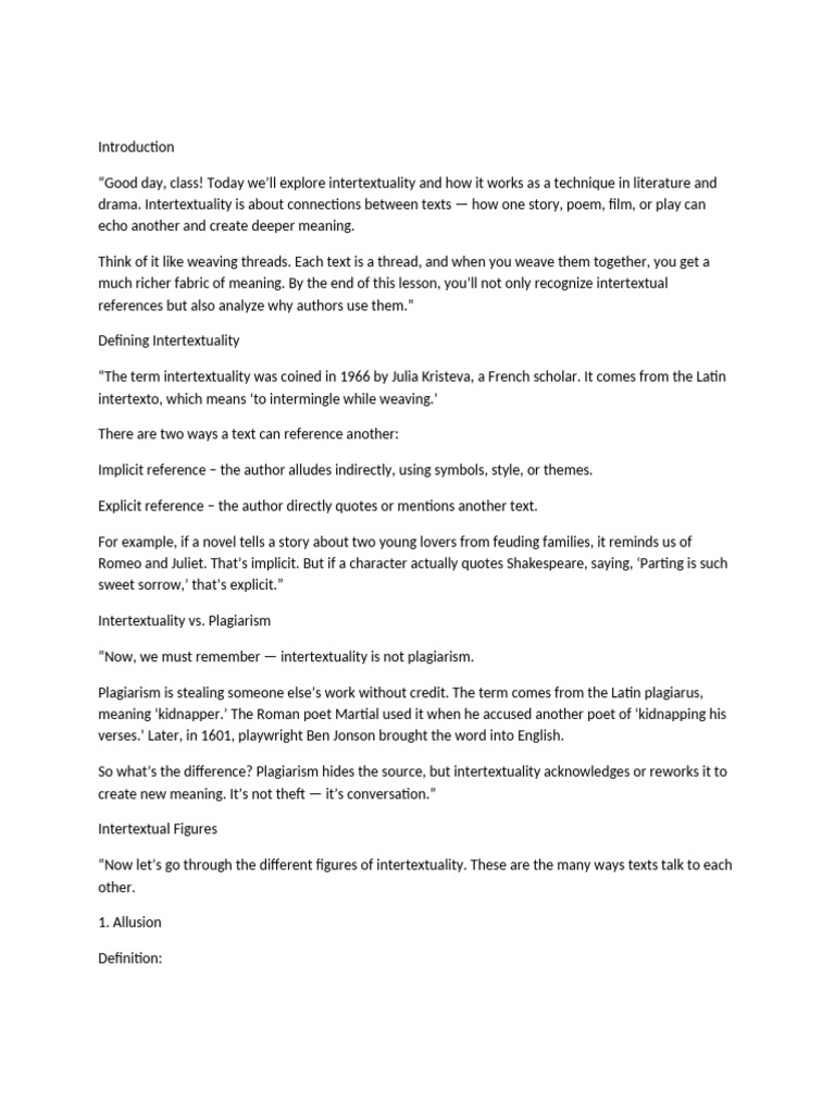 Understanding Intertextuality in Literature | PDF | Parody ...