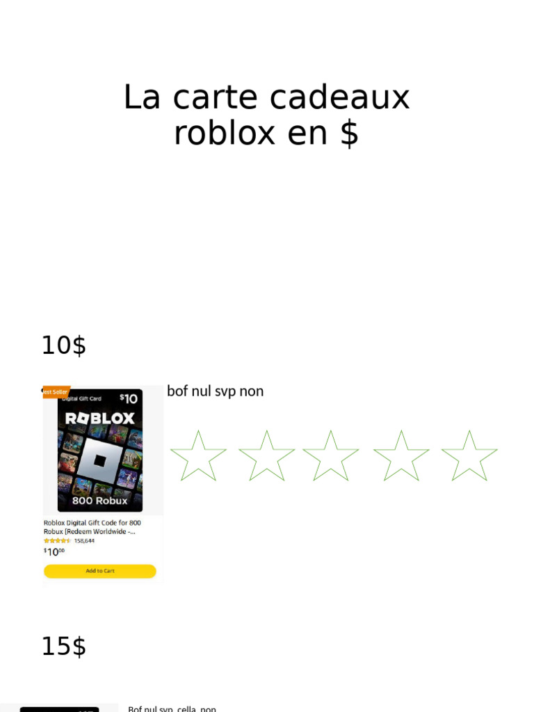 La Carte Cadeaux Roblox en $ | PDF