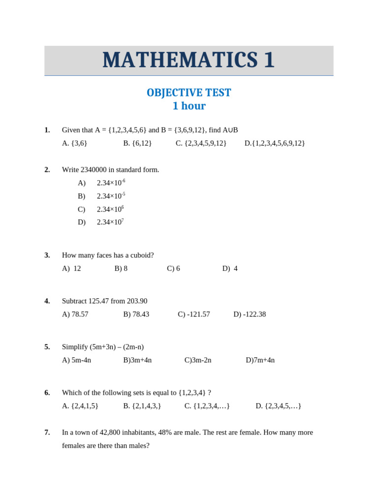 BECE Mathematics Past Questions 2009 | PDF | Geometry | Mathematics