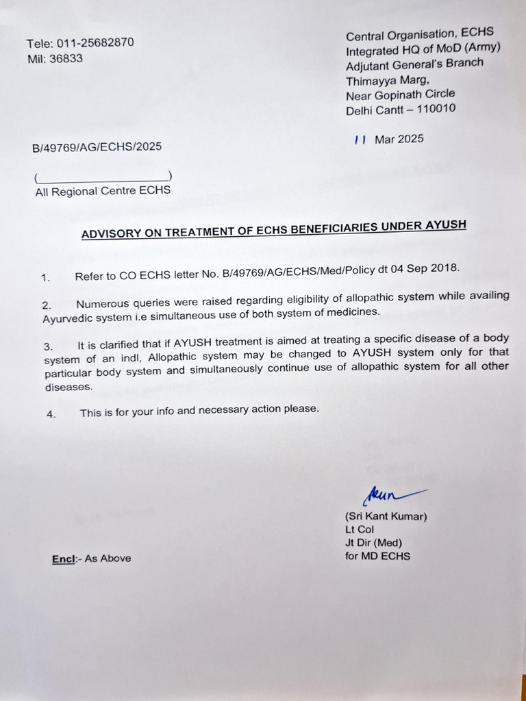 Advisory On Treatment of Echs Beneficiaries Under Ayush | PDF | Asian ...