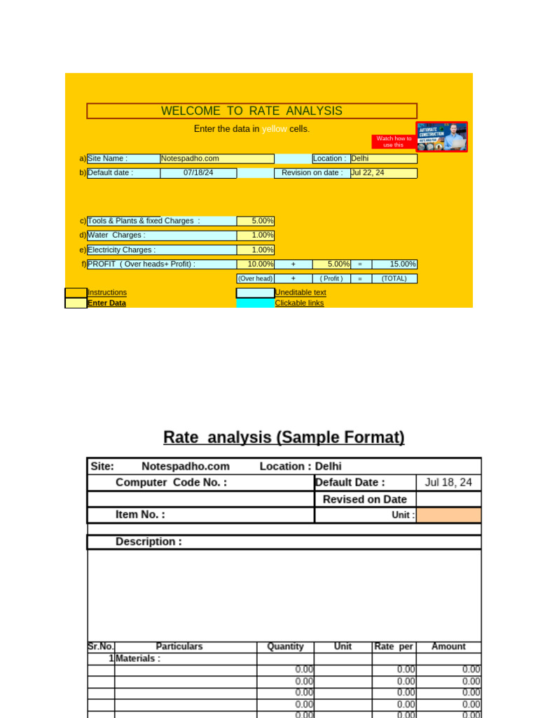 Rate Analysis for Construction Costs | PDF | Tile | Masonry