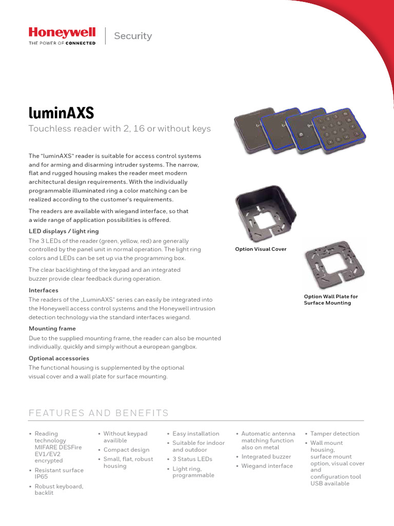 LuminAXS Touchless Access Reader | PDF | Light Emitting Diode | Backlight