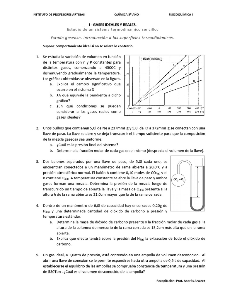 Estudio de Gases Ideales y Reales en Química | PDF | Gases | Vapor
