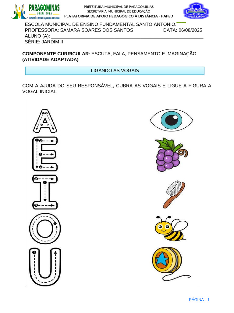 Postagem 06.08 Escuta Fala Pensamento e Imaginacao (Adaptada) | PDF