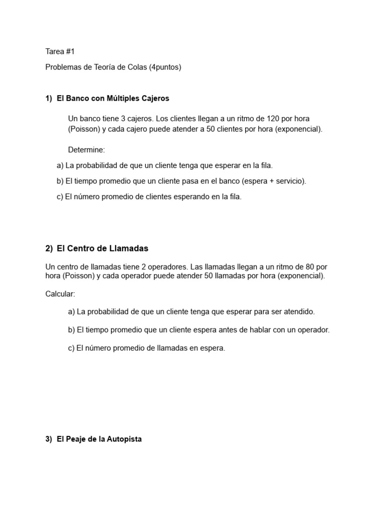 Tarea Teoria de Colas Feb 14 2025 | PDF