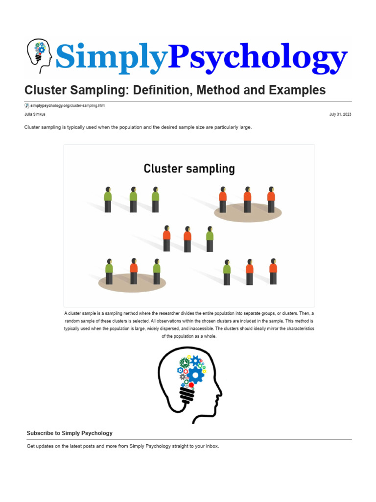 Cluster Sampling - Definition, Method and Examples | PDF | Sampling ...