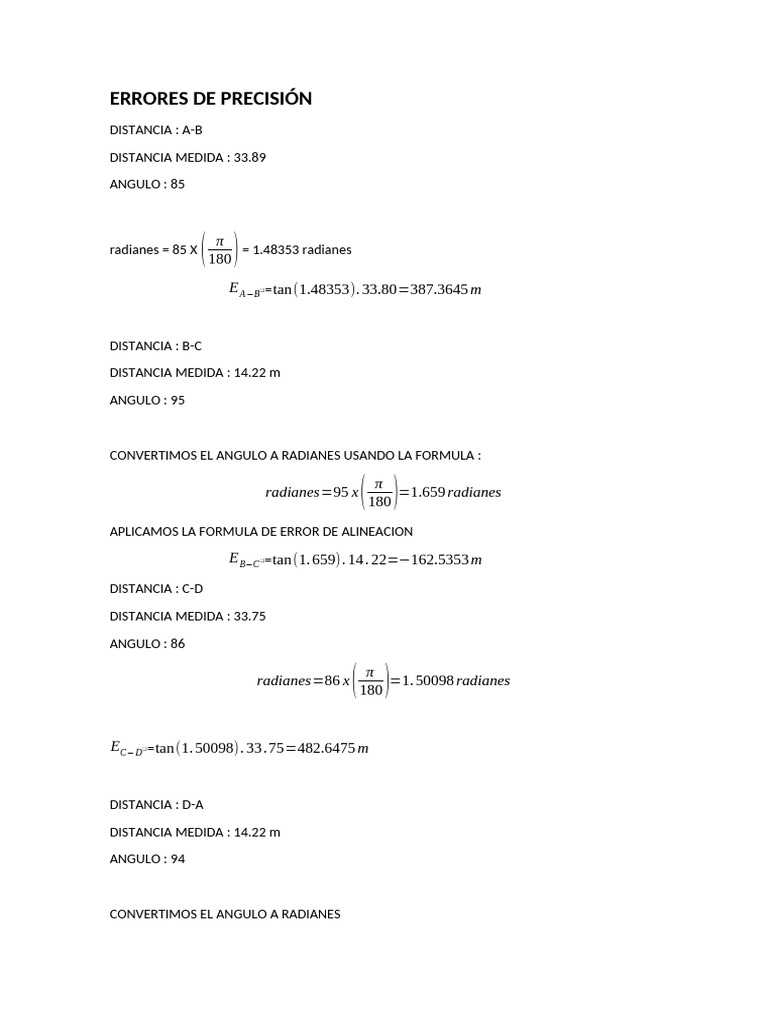 Errores de Precisión en Medición de Distancias | PDF