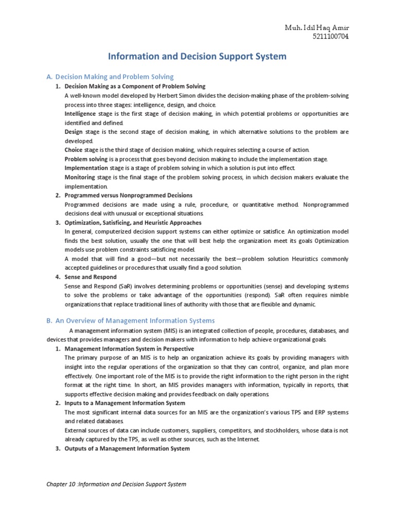 Information Systems and Decision Support | PDF | Decision Support ...