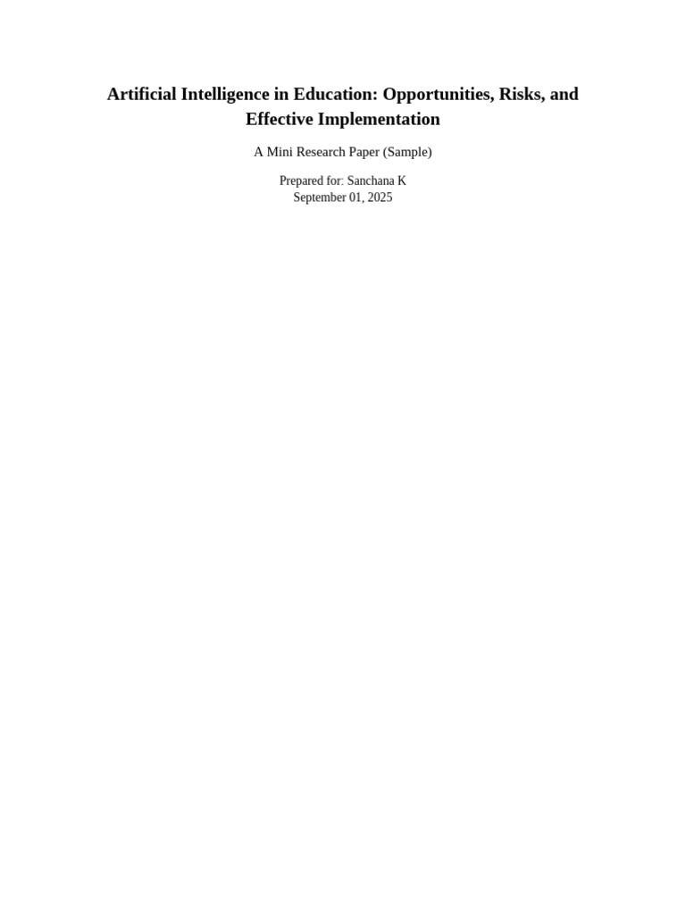 AI in Education: Benefits and Risks | PDF | Artificial Intelligence ...