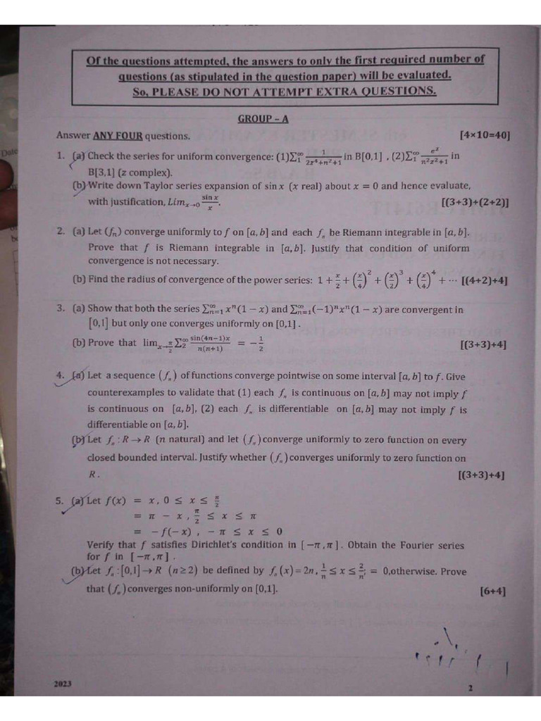 Complex Analysis Sem 6 End Sem 2023 | PDF