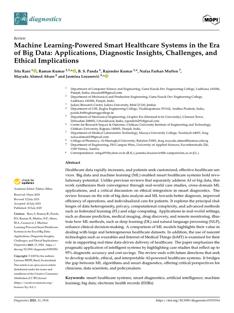 Machine Learning in Smart Healthcare Systems | PDF | Internet Of Things ...