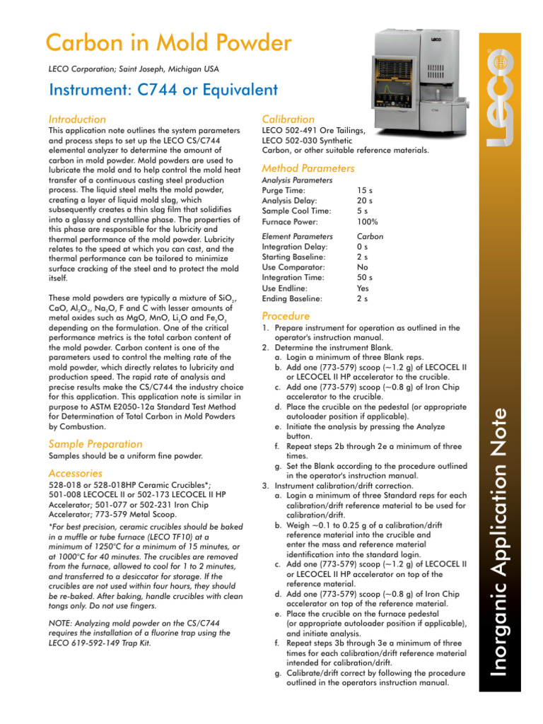 Carbon Analysis in Mold Powder | PDF | Steel | Materials
