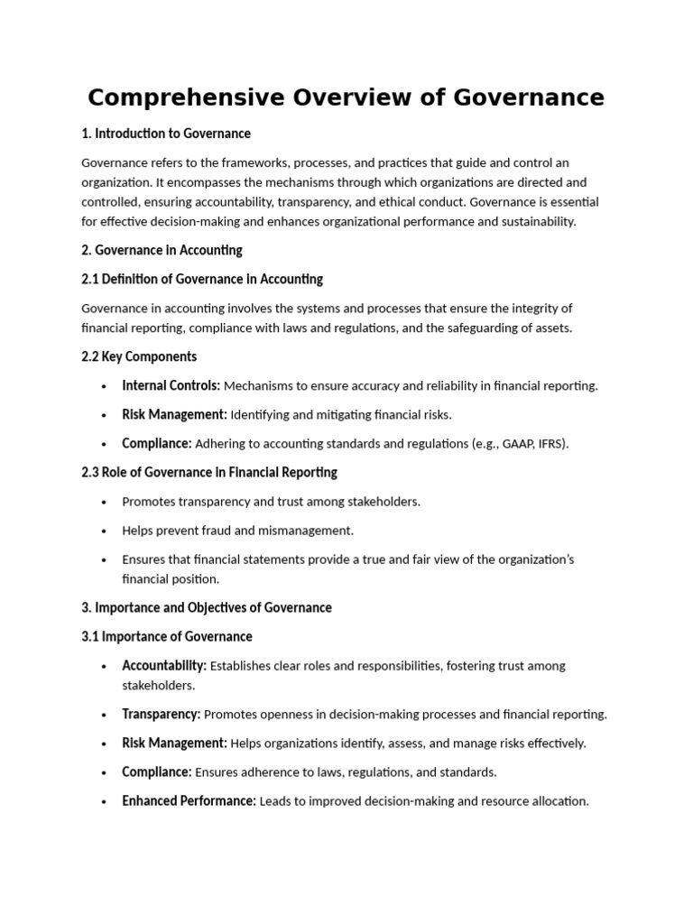 Governance Overview: Principles & Importance | PDF | Governance ...
