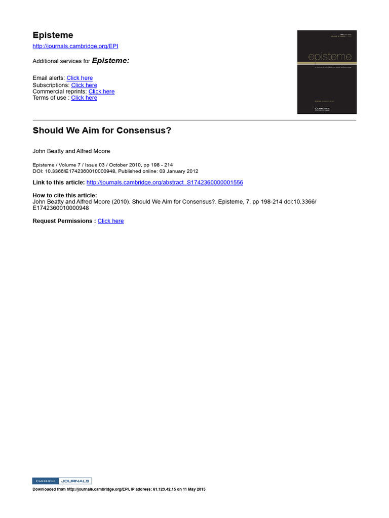 Rethinking Consensus in Science | PDF | Deliberation