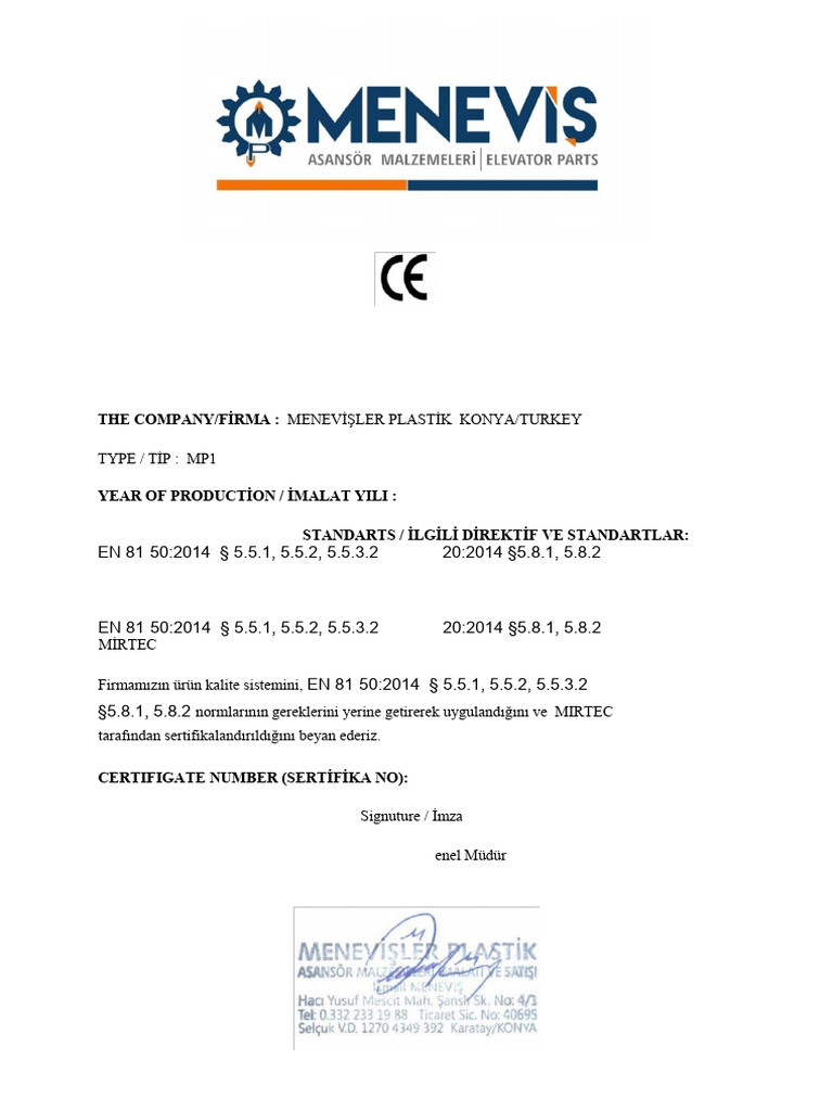 Mp1 Mp2 Declaration of Conformity | PDF