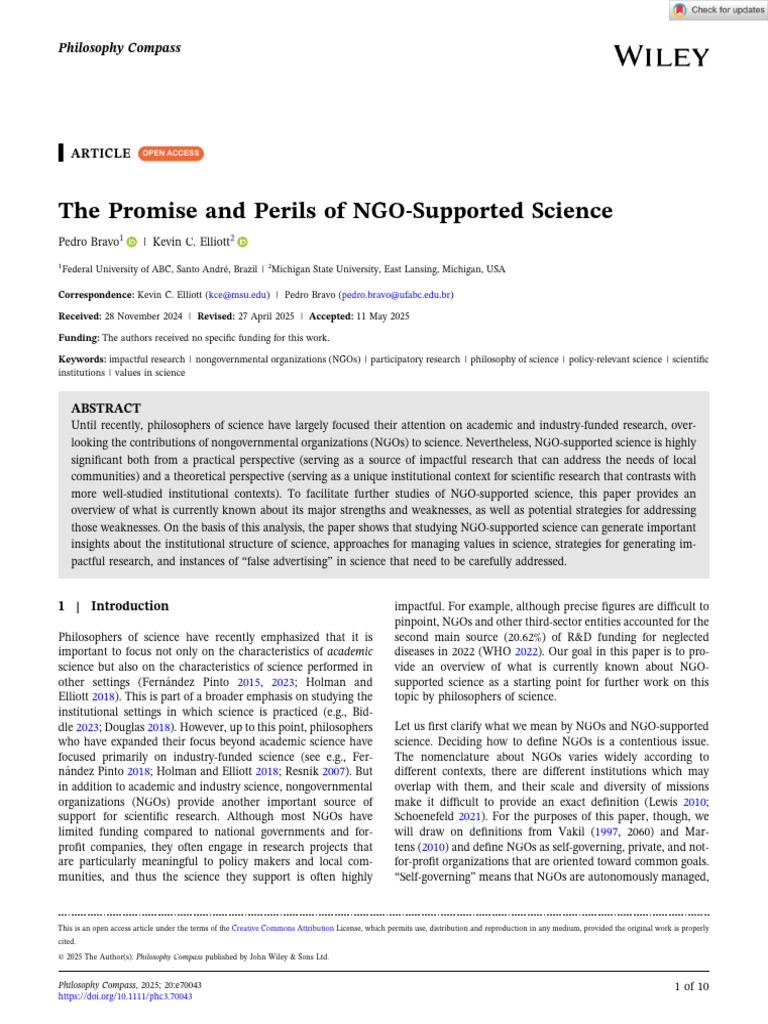 NGO-Supported Science: Insights & Challenges | PDF | Non Governmental ...