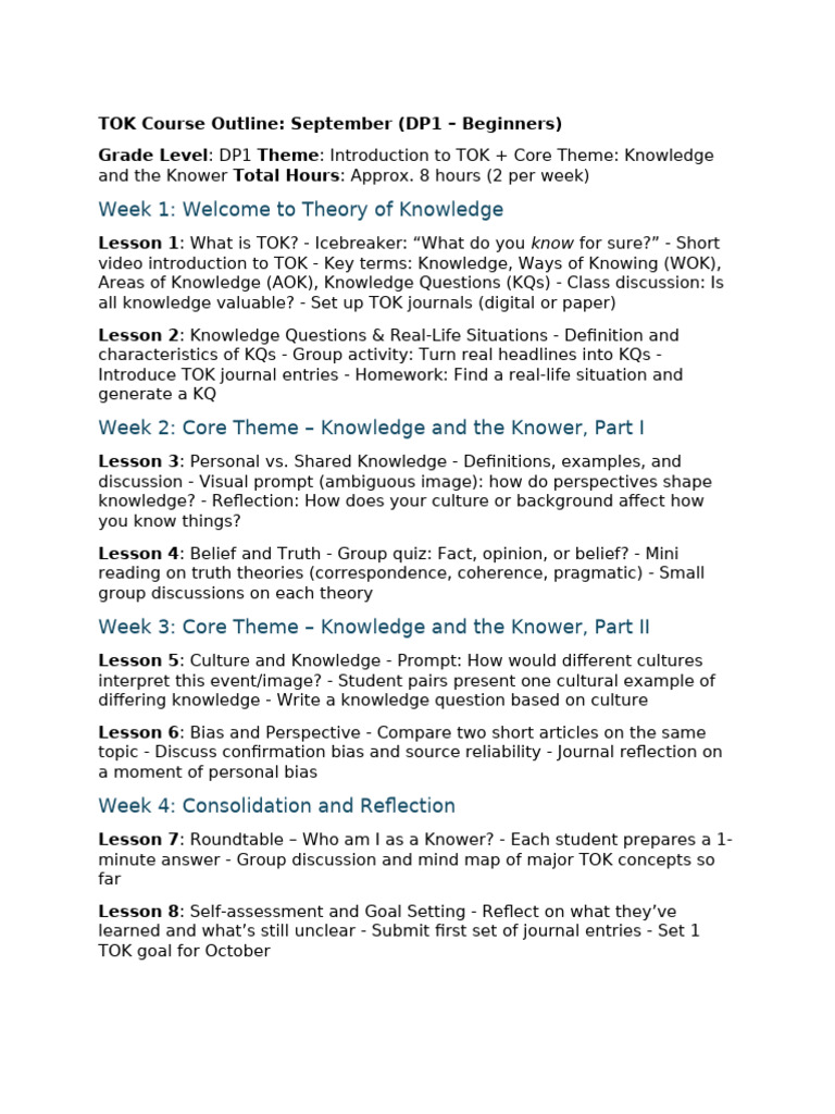 Tok Dp1 September | PDF