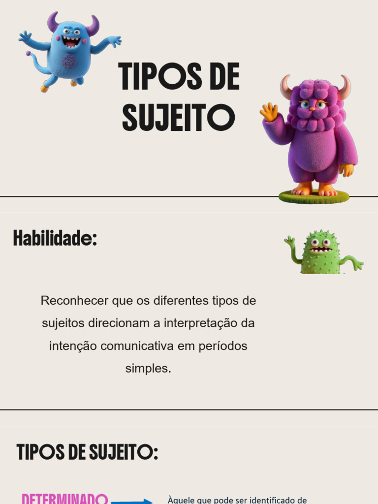 Tipos de Sujeito na Língua Portuguesa | PDF | Assunto (gramática) | Pronome