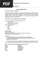 Database System: Lab Practical Week #1