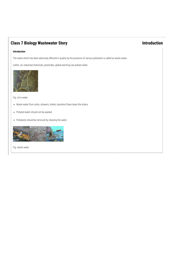 Class 7 Biology: Understanding Wastewater | PDF | Sewage Treatment ...