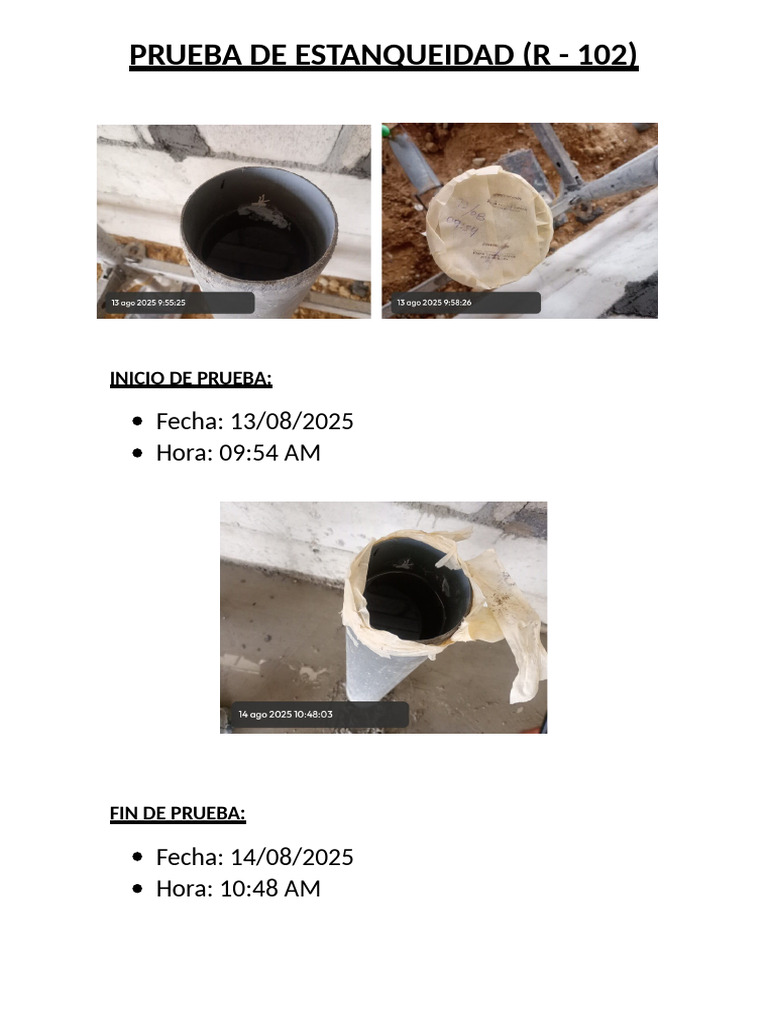 Prueba de Estanqueidad r102 | PDF