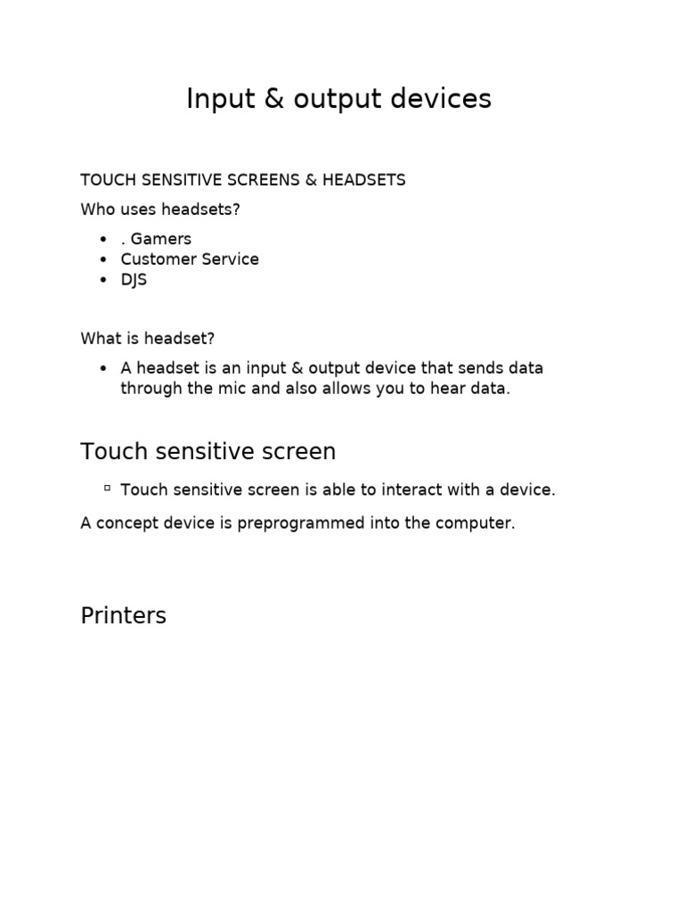 Headsets: Input and Output Devices | PDF