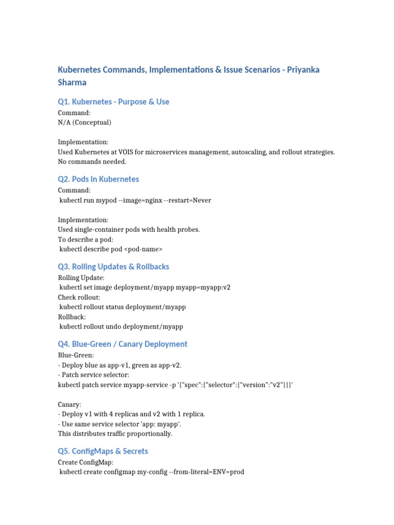 Kubernetes Commands & Troubleshooting Guide | PDF | Computing | System ...