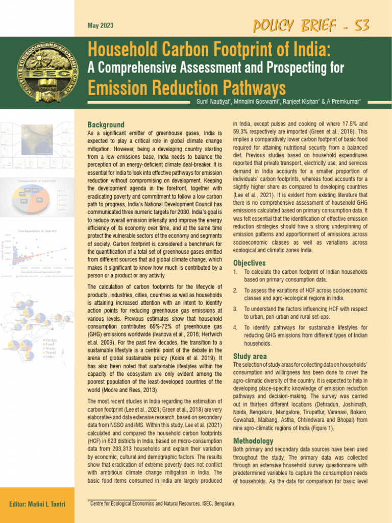 Household Carbon Footprint in India | PDF | Carbon Footprint ...