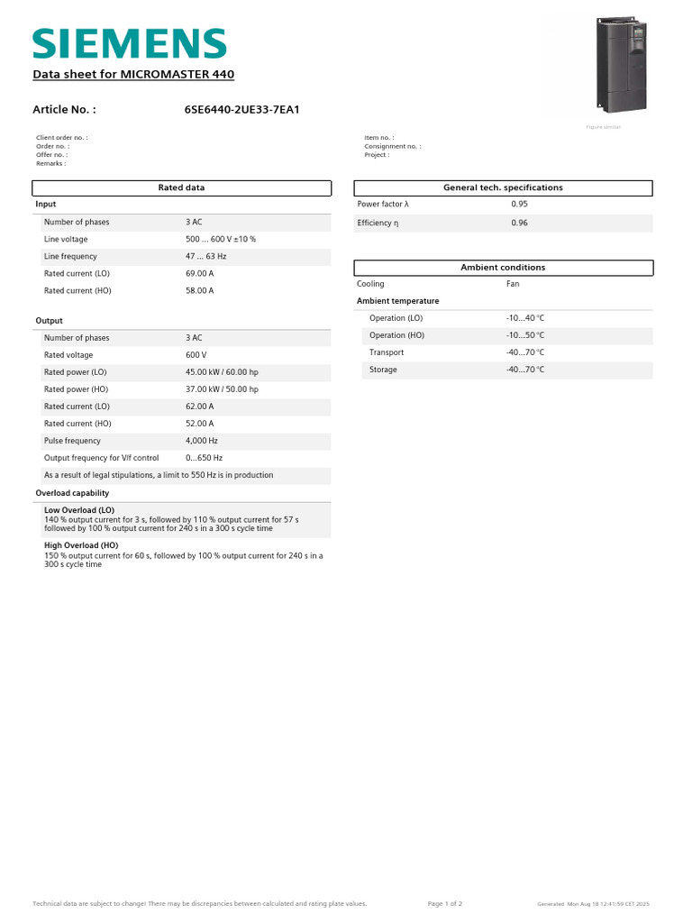 6SE6440 2UE33 7EA1 Datasheet en | PDF | Alternating Current | Mains ...
