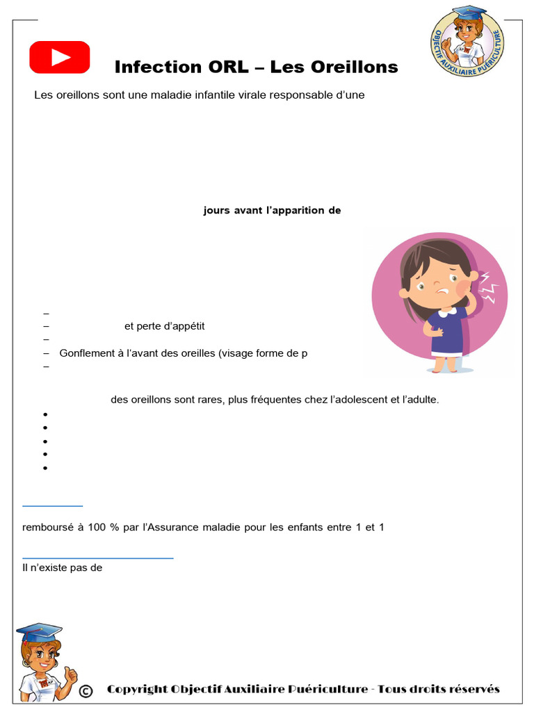 Module 3 - Infection ORL - Les Oreillons | PDF