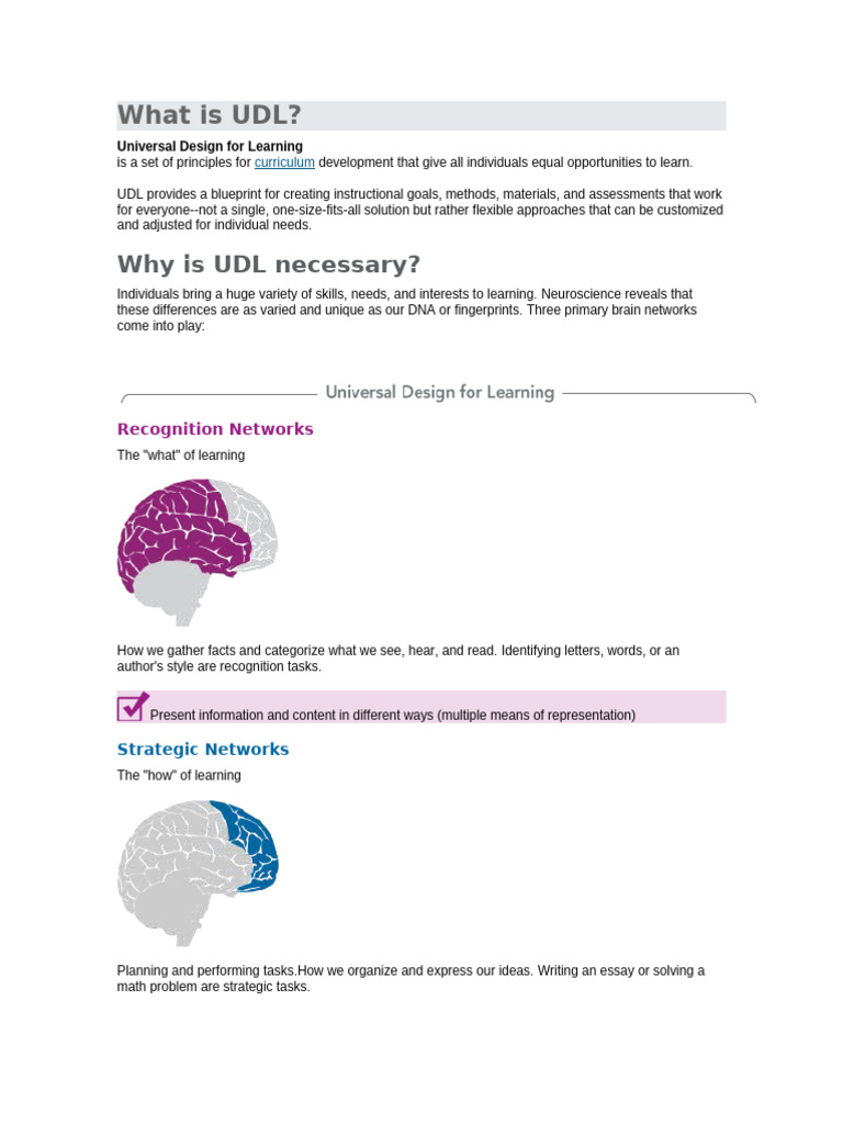Understanding Universal Design for Learning | PDF | Learning | Curriculum