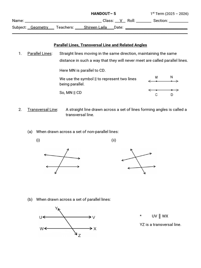 Geometry: Parallel Lines & Angles Guide | PDF | Angle | Euclidean Geometry