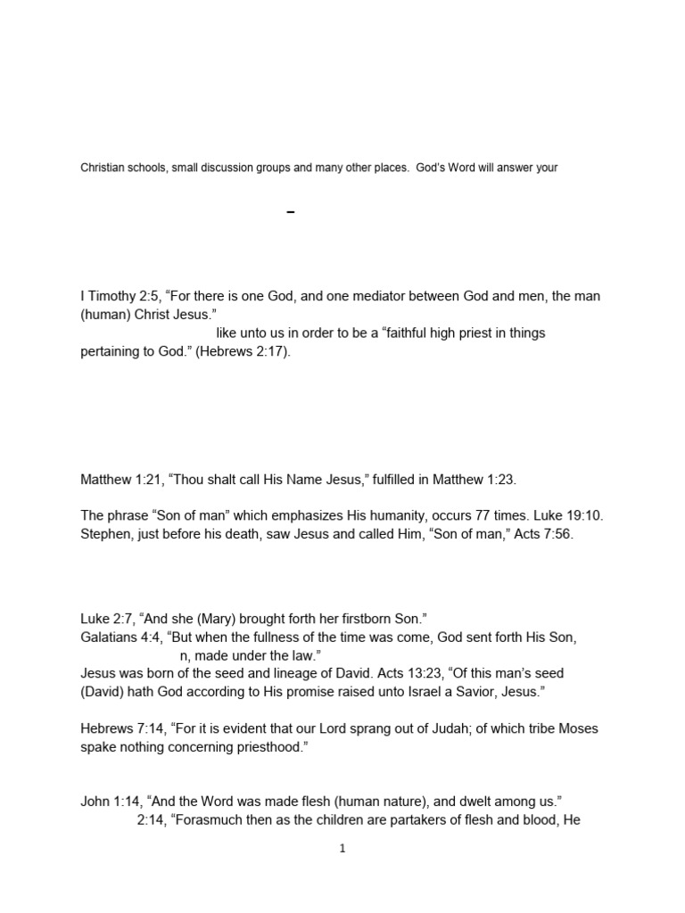 Proofs of Christ's Humanity in Scripture | PDF | Jesus | Gospel Of Matthew