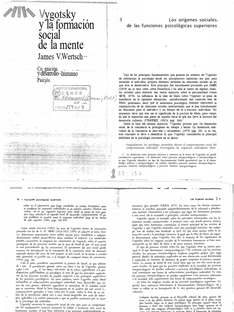 Orígenes sociales de la mente según Vygotsky | PDF | marxismo | Sicología